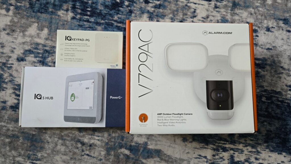 Alarm.com spotlight, IQ keypads and alarm panel